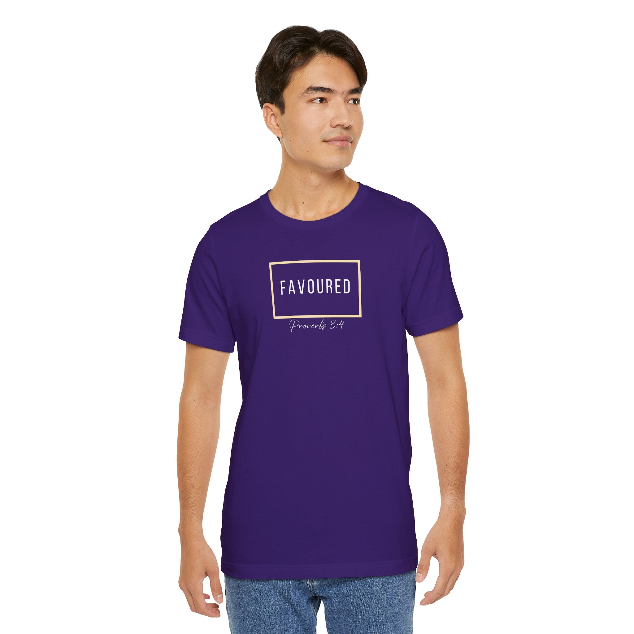 Favoured Christian T-Shirt – Proverbs 3:4 Scripture Tee | Faith-Based Unisex Shirt