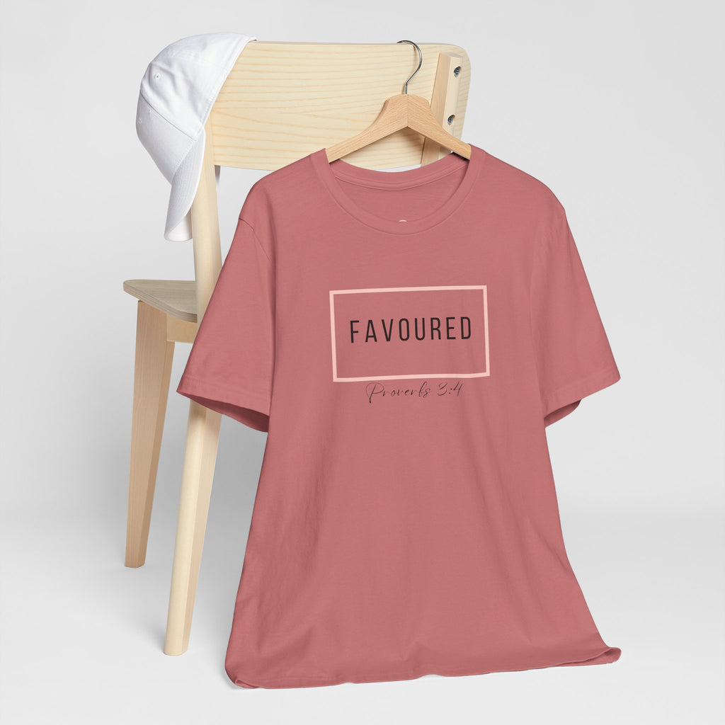 Favoured Christian T-Shirt – Proverbs 3:4 Scripture Tee | Faith-Based Unisex Shirt