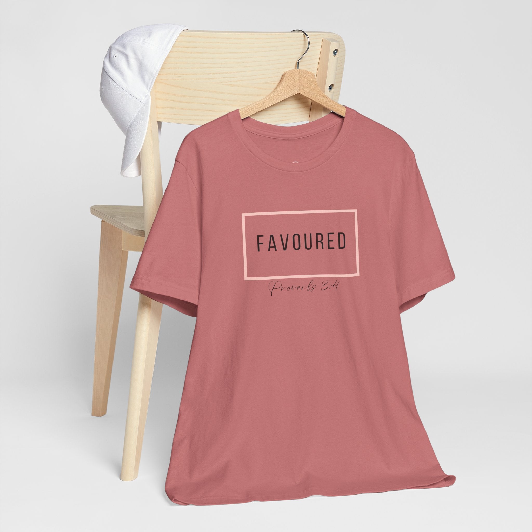 Favoured Christian T-Shirt – Proverbs 3:4 Scripture Tee | Faith-Based Unisex Shirt