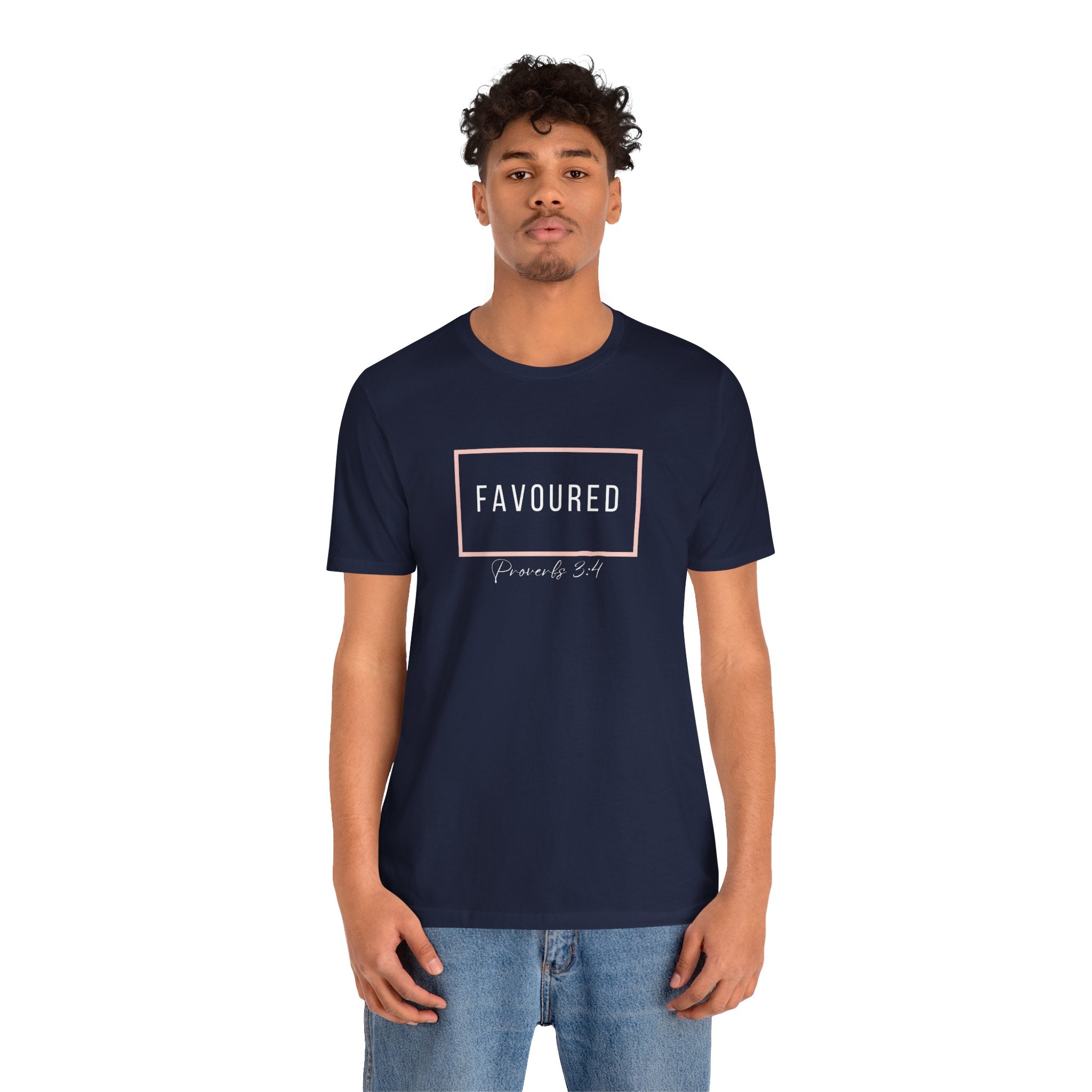 Favoured Christian T-Shirt – Proverbs 3:4 Scripture Tee | Faith-Based Unisex Shirt