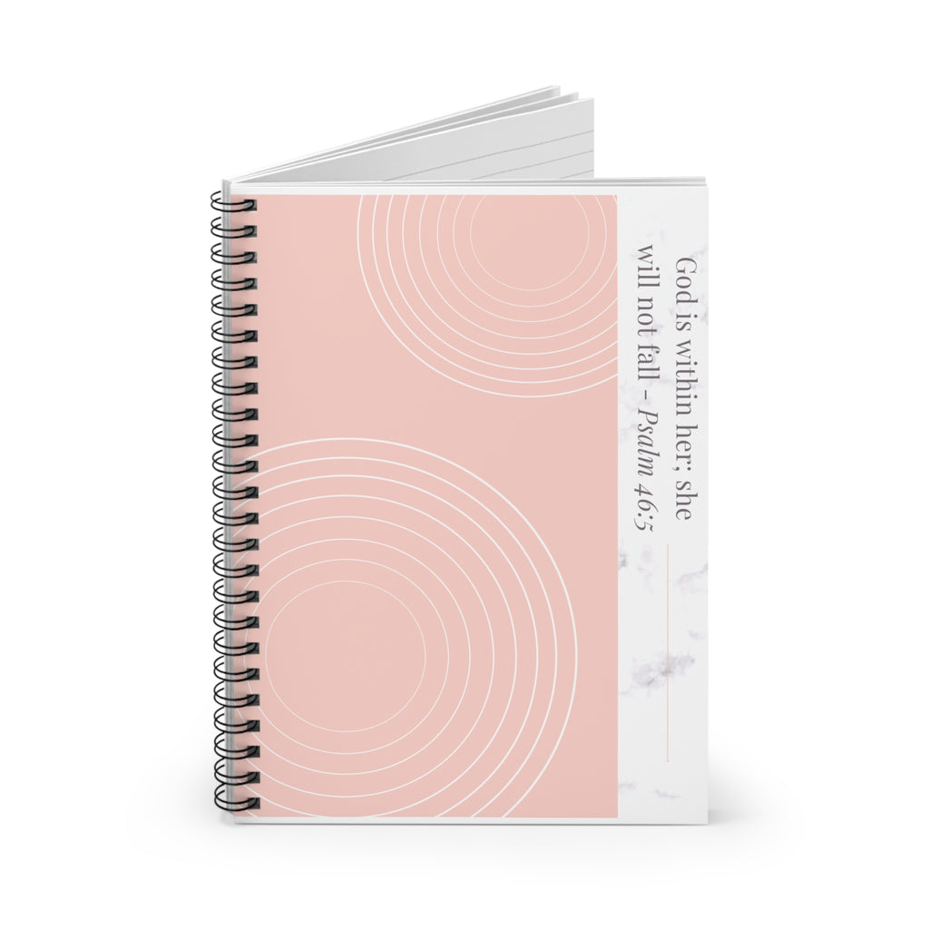 God Is Within Her Spiral Notebook — Psalm 46:5 Christian Journal for Women | Faith Prayer & Bible Study Notebook