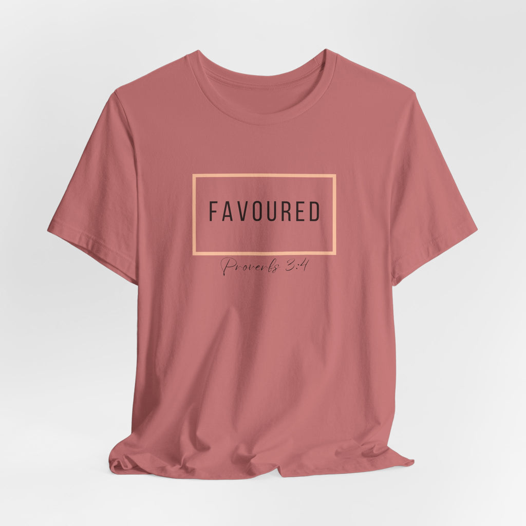 Favoured Christian T-Shirt – Proverbs 3:4 Scripture Tee | Faith-Based Unisex Shirt