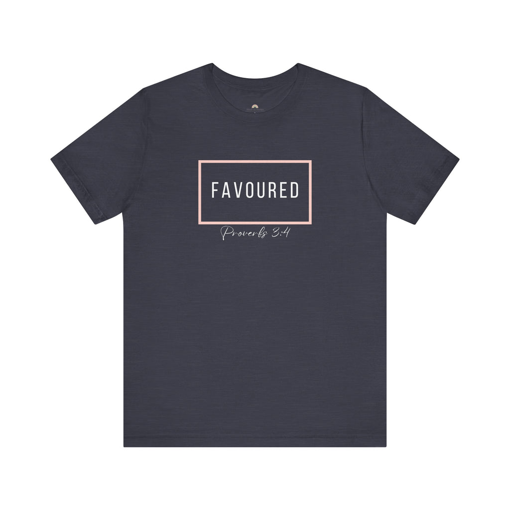 Favoured Christian T-Shirt – Proverbs 3:4 Scripture Tee | Faith-Based Unisex Shirt