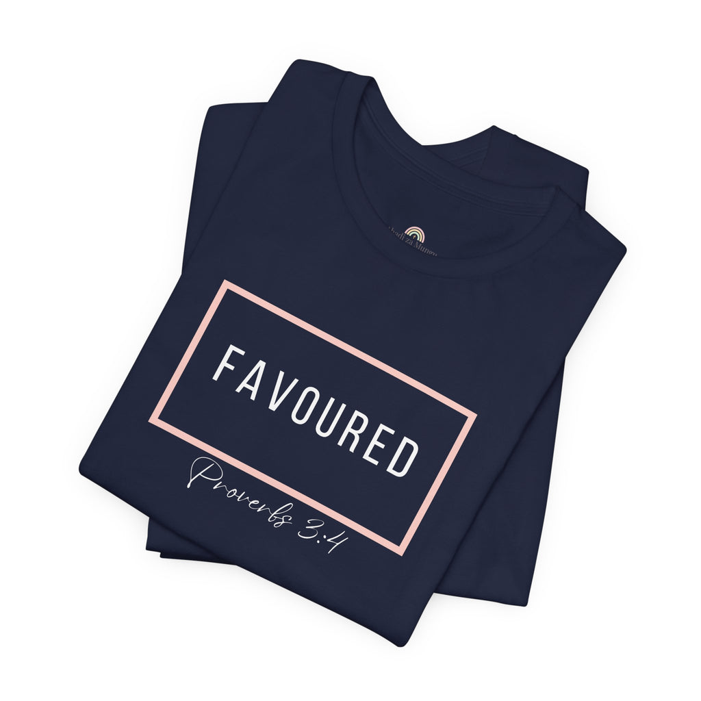 Favoured Christian T-Shirt – Proverbs 3:4 Scripture Tee | Faith-Based Unisex Shirt