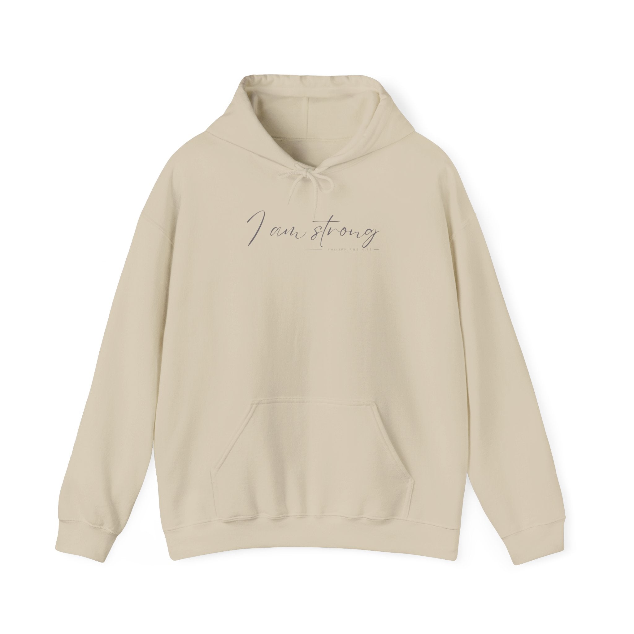 I Am Strong Hoodie – Philippians 4:13 Christian Unisex Faith Sweatshirt