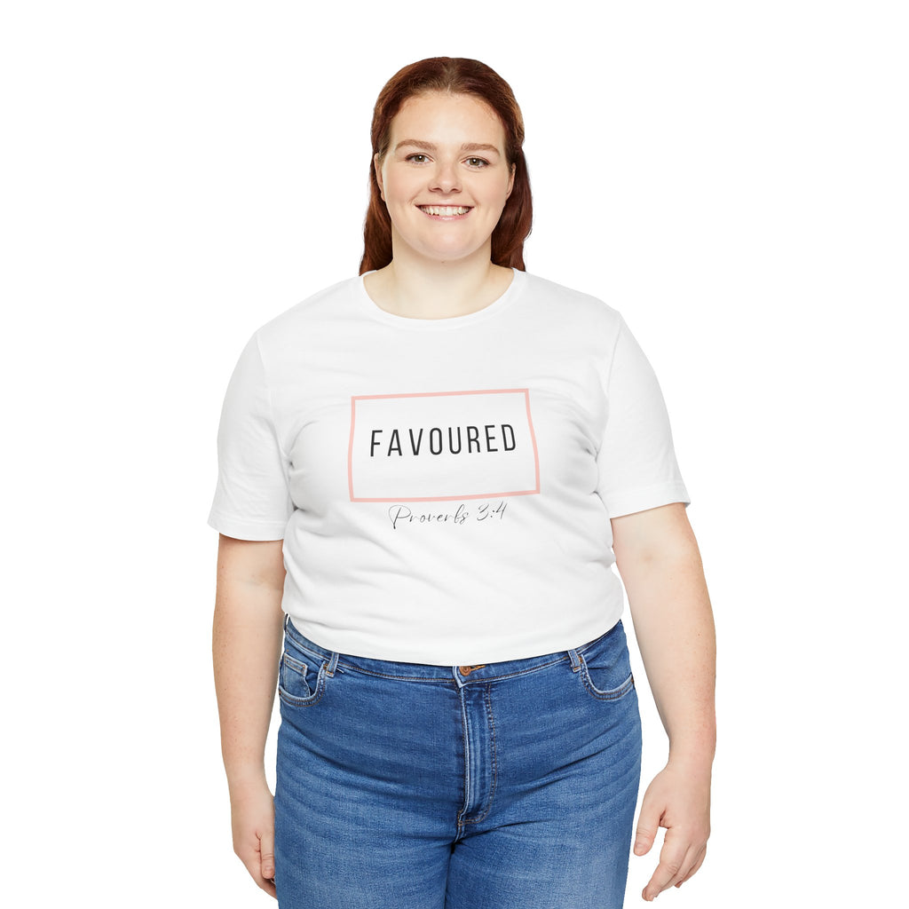 Favoured Christian T-Shirt – Proverbs 3:4 Scripture Tee | Faith-Based Unisex Shirt