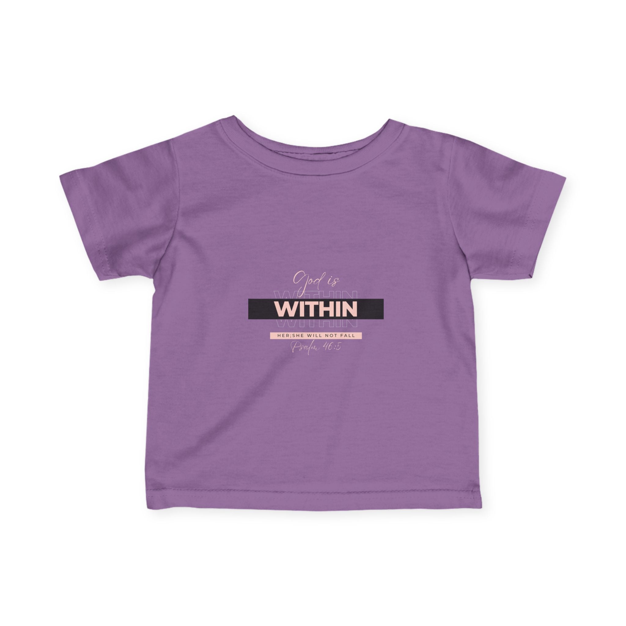 Faith-Inspired Infant Tee – God Is Within Her; She Will Not Fall Psalm 46:5 | Christian Baby Shirt, Soft Cotton Tee, Baby Girl Gift