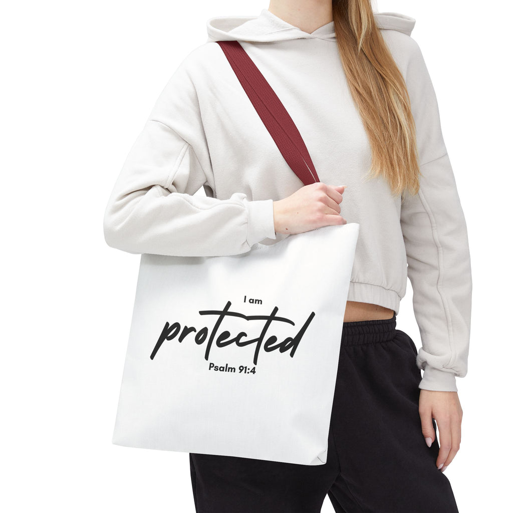 I Am Protected Tote Bag — Psalm 91:4 Christian Scripture Canvas Tote | Faith-Based Carryall