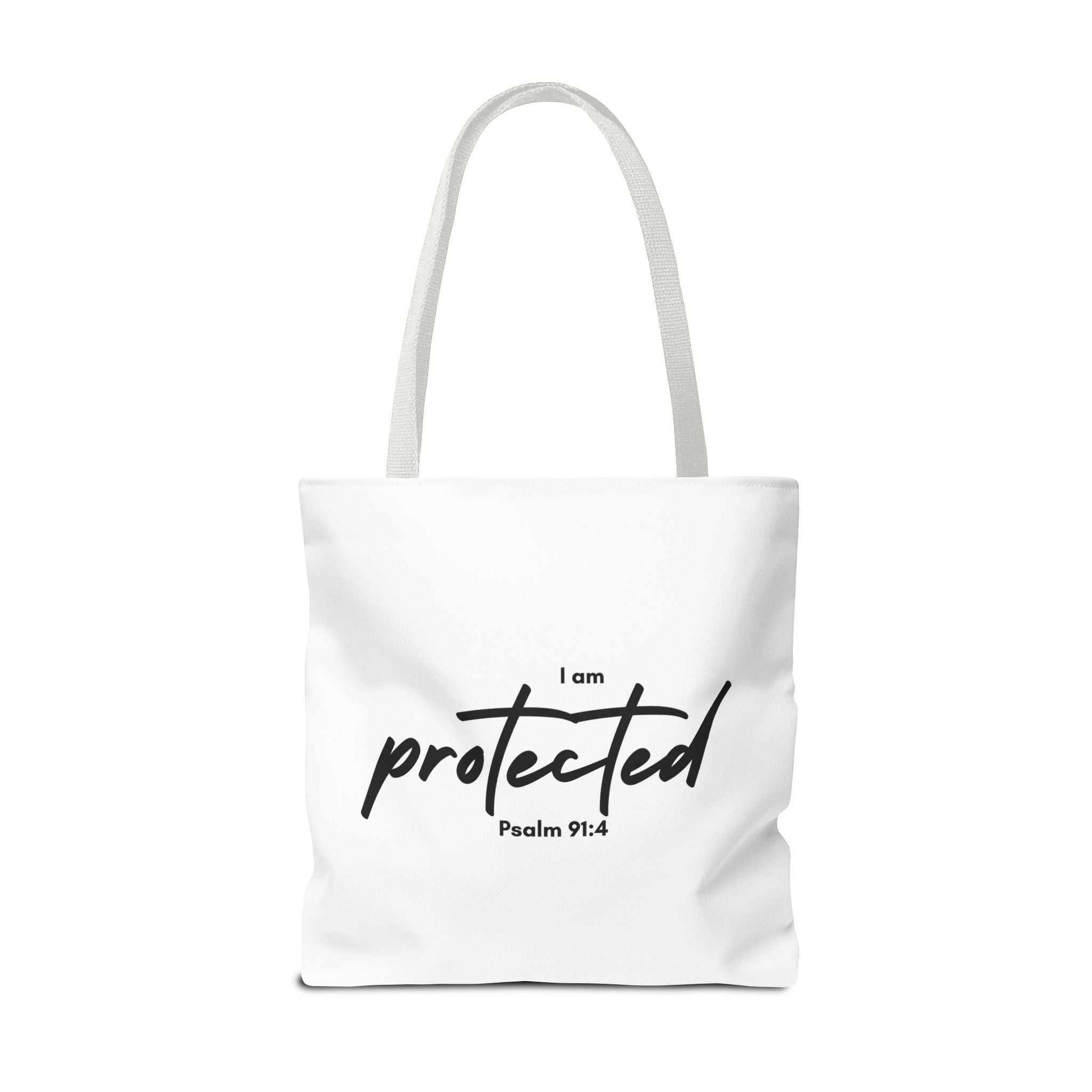 I Am Protected Tote Bag — Psalm 91:4 Christian Scripture Canvas Tote | Faith-Based Carryall