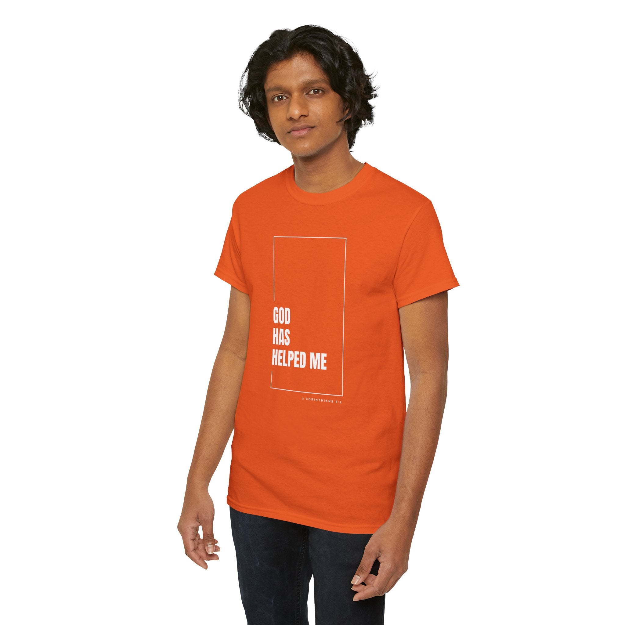 God Has Helped Me Christian T-Shirt – 2 Corinthians 6:2 Faith Tee | Unisex Heavy Cotton Shirt