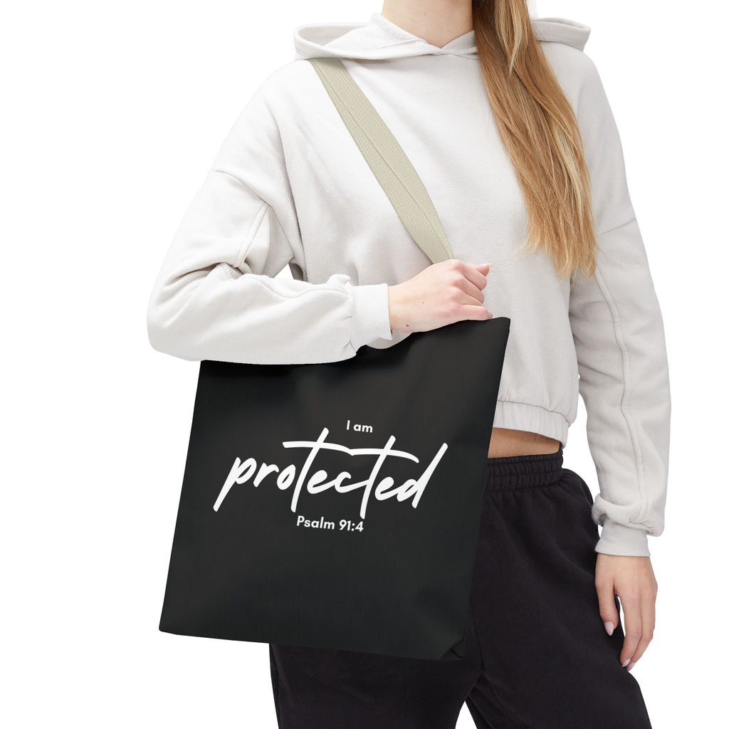 I Am Protected Tote Bag — Psalm 91:4 Christian Scripture Canvas Tote | Faith-Based Carryall