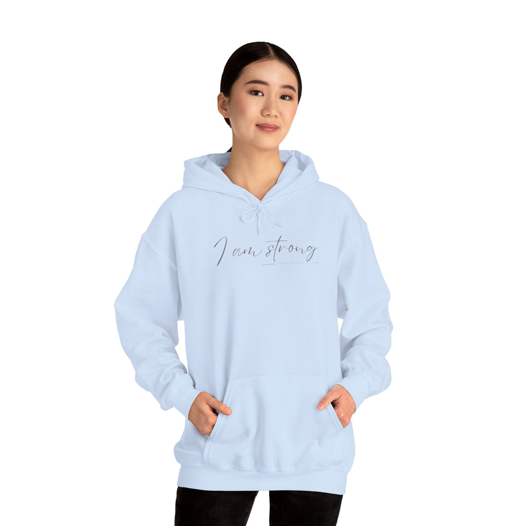 I Am Strong Hoodie – Philippians 4:13 Christian Unisex Faith Sweatshirt