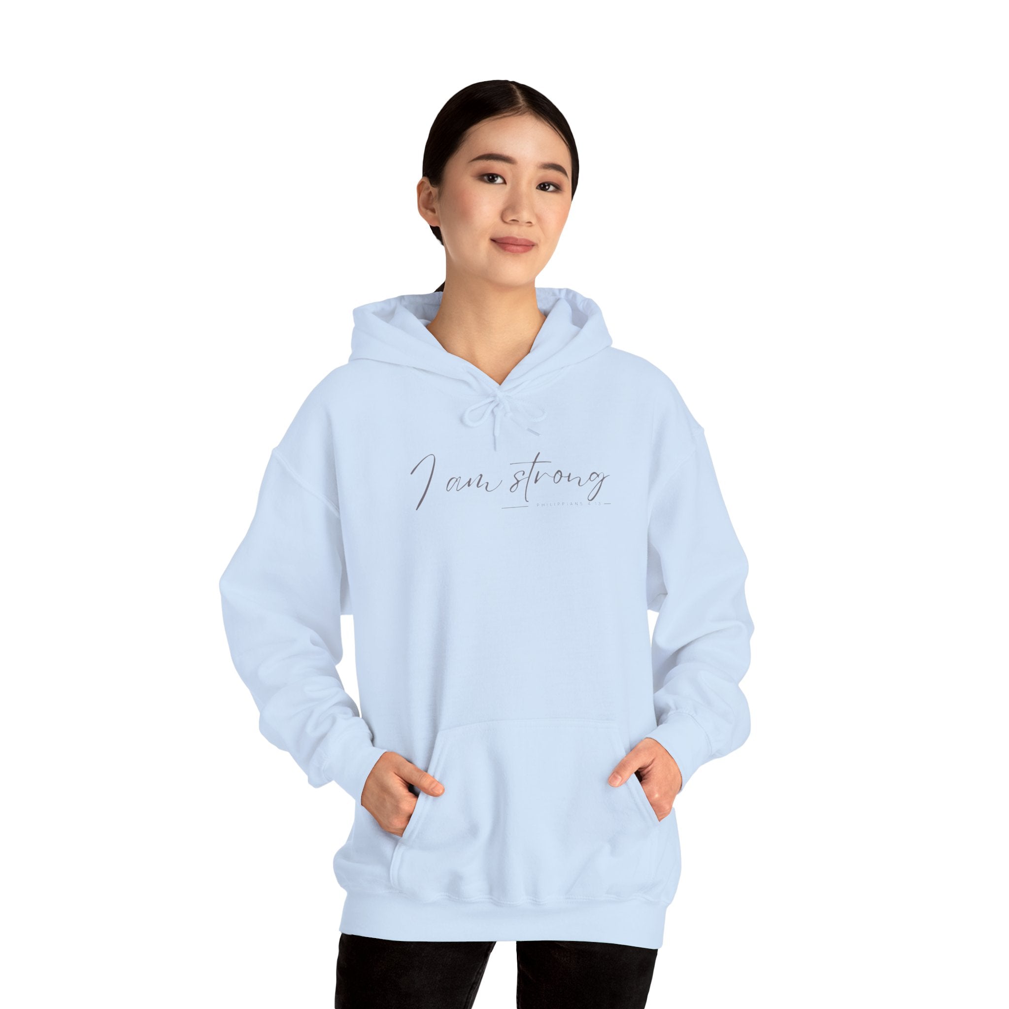 I Am Strong Hoodie – Philippians 4:13 Christian Unisex Faith Sweatshirt