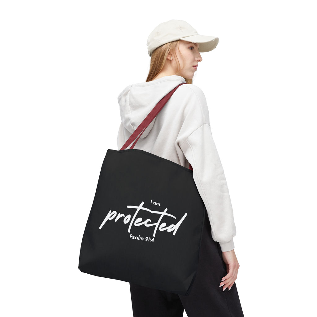I Am Protected Tote Bag — Psalm 91:4 Christian Scripture Canvas Tote | Faith-Based Carryall