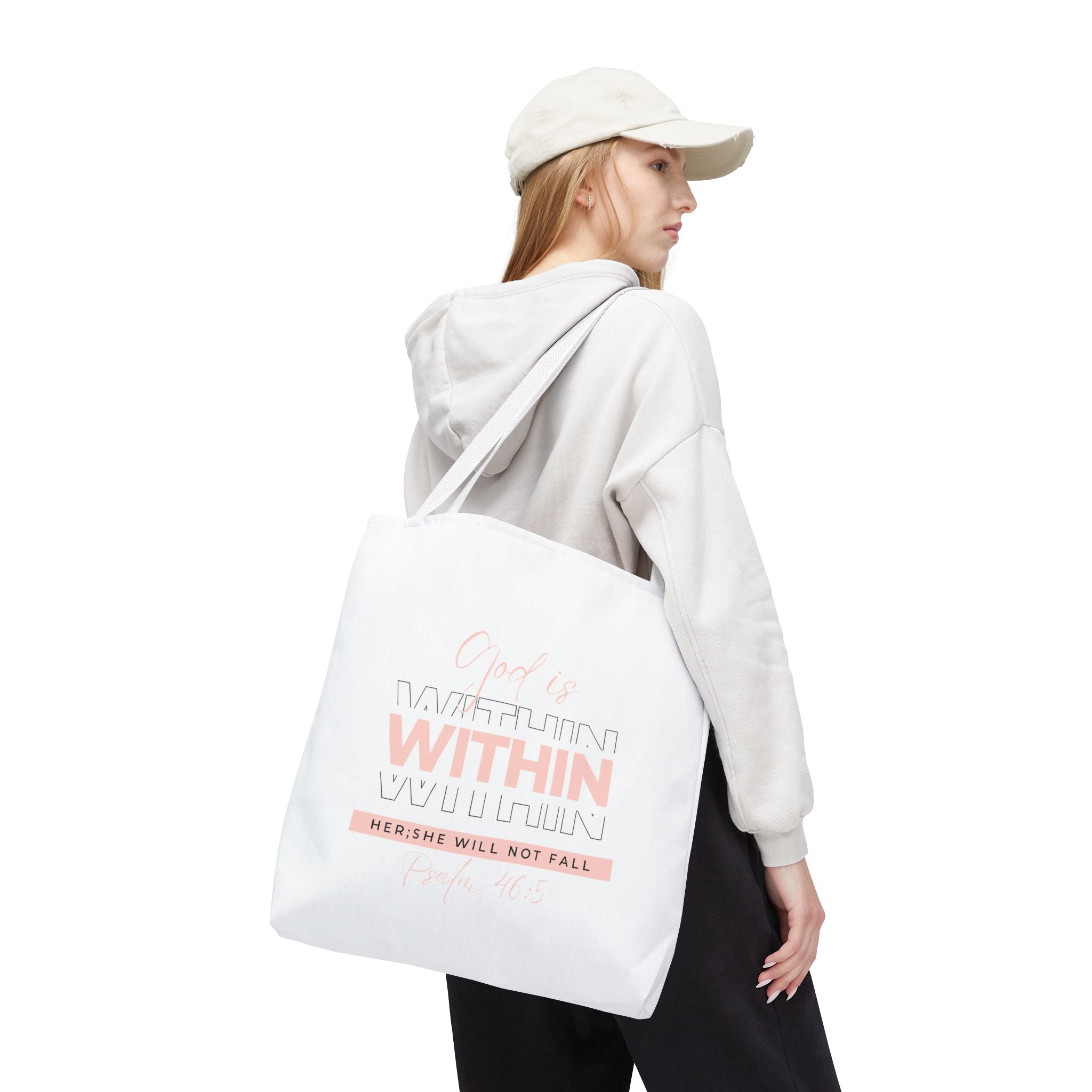 God Is Within Her Tote Bag – Psalm 46:5 Christian Scripture Tote for Women