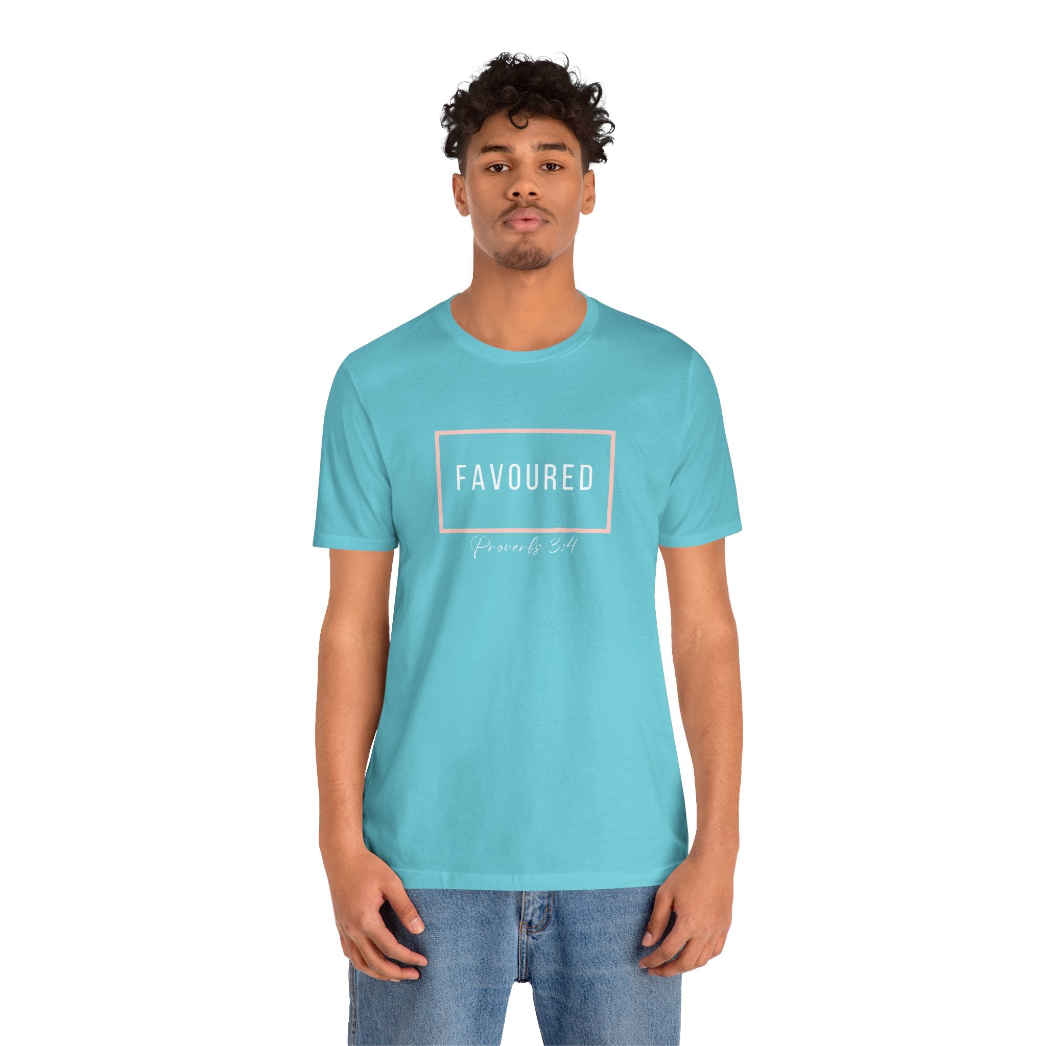 Favoured Christian T-Shirt – Proverbs 3:4 Scripture Tee | Faith-Based Unisex Shirt