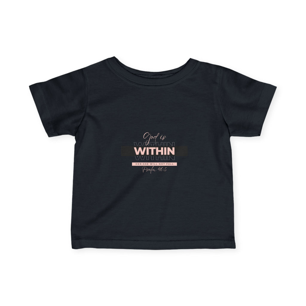 Faith-Inspired Infant Tee – God Is Within Her; She Will Not Fall Psalm 46:5 | Christian Baby Shirt, Soft Cotton Tee, Baby Girl Gift