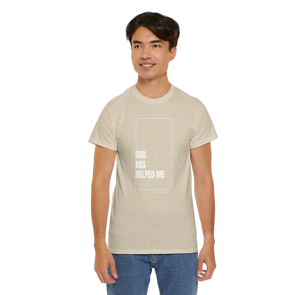 God Has Helped Me Christian T-Shirt – 2 Corinthians 6:2 Faith Tee | Unisex Heavy Cotton Shirt