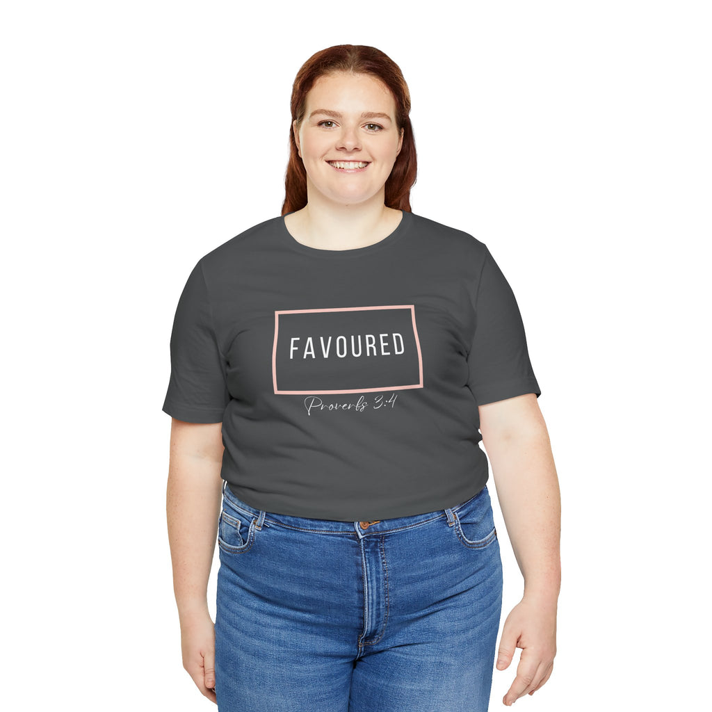 Favoured Christian T-Shirt – Proverbs 3:4 Scripture Tee | Faith-Based Unisex Shirt