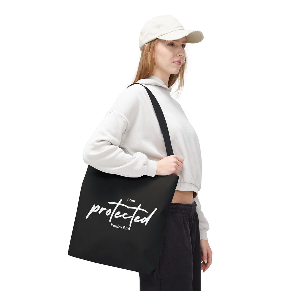 I Am Protected Tote Bag — Psalm 91:4 Christian Scripture Canvas Tote | Faith-Based Carryall