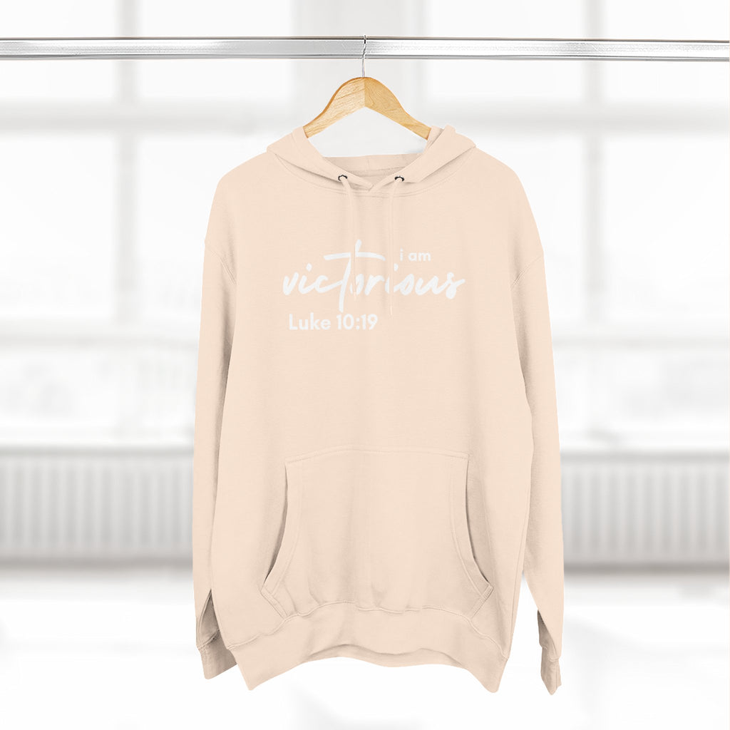 I Am Victorious Hoodie — Luke 10:19 Christian Scripture Fleece Pullover