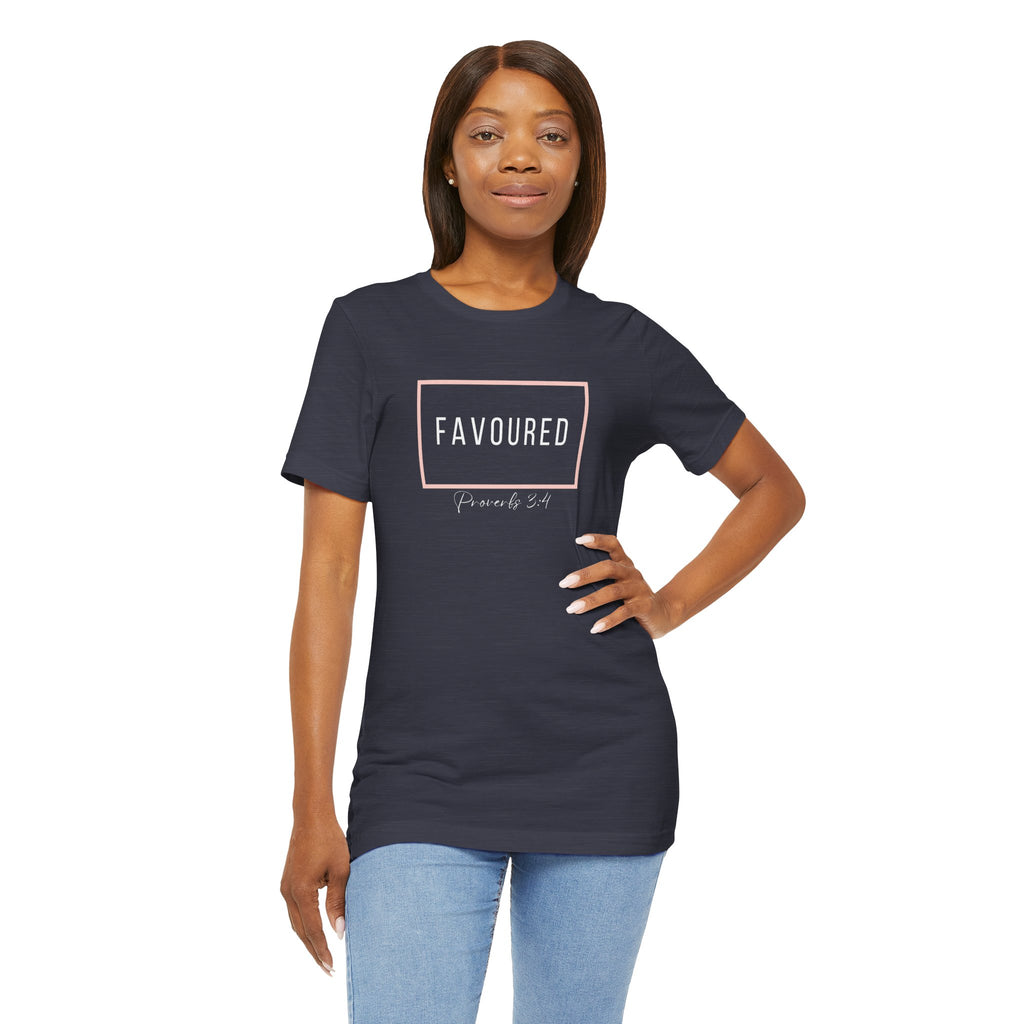 Favoured Christian T-Shirt – Proverbs 3:4 Scripture Tee | Faith-Based Unisex Shirt