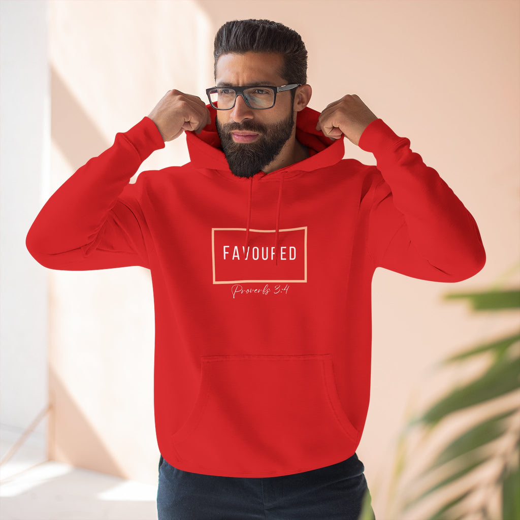 Favoured Christian Hoodie – Proverbs 3:4 Scripture Minimalist Hoodie | Faith-Based Unisex Fleece Pullover