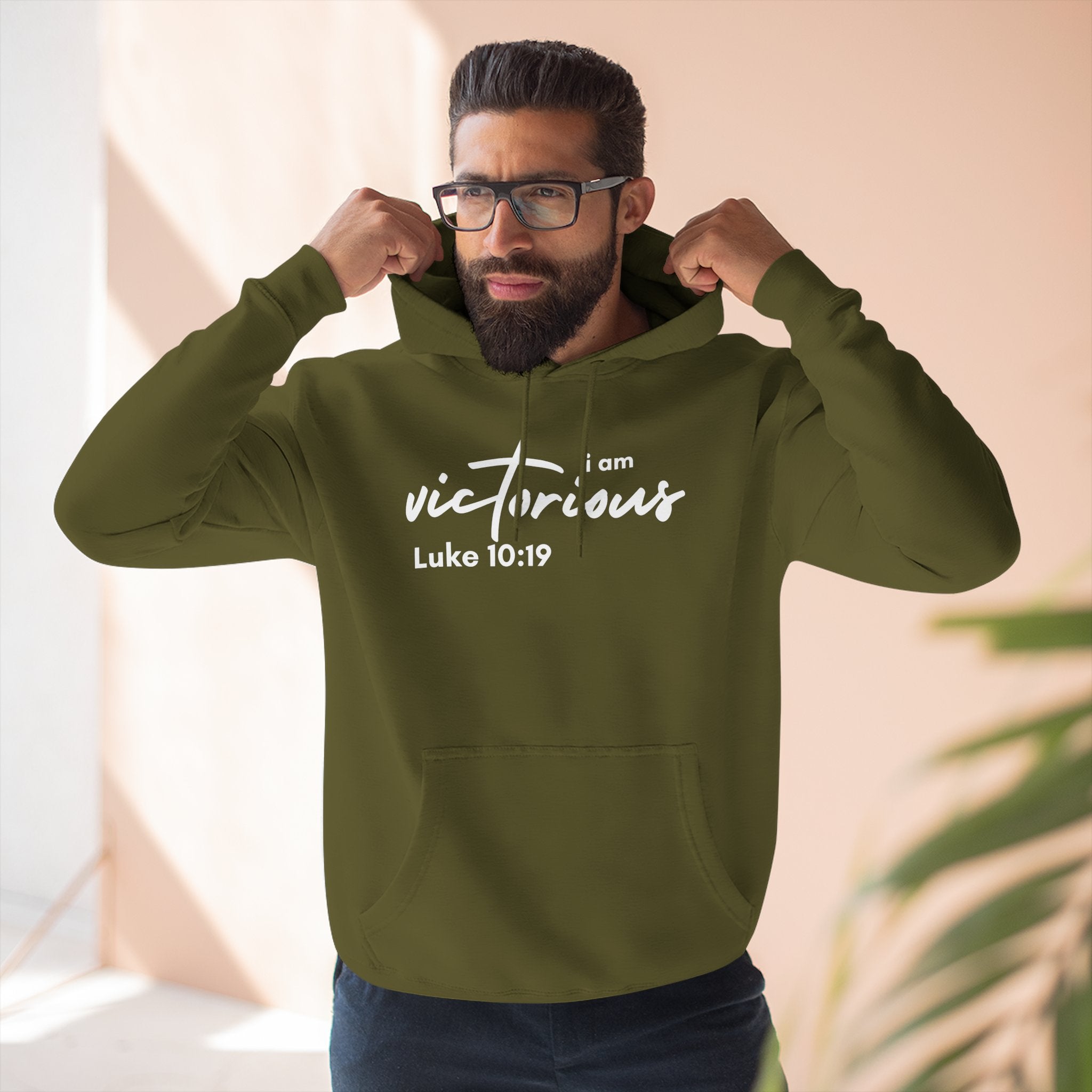I Am Victorious Hoodie — Luke 10:19 Christian Scripture Fleece Pullover