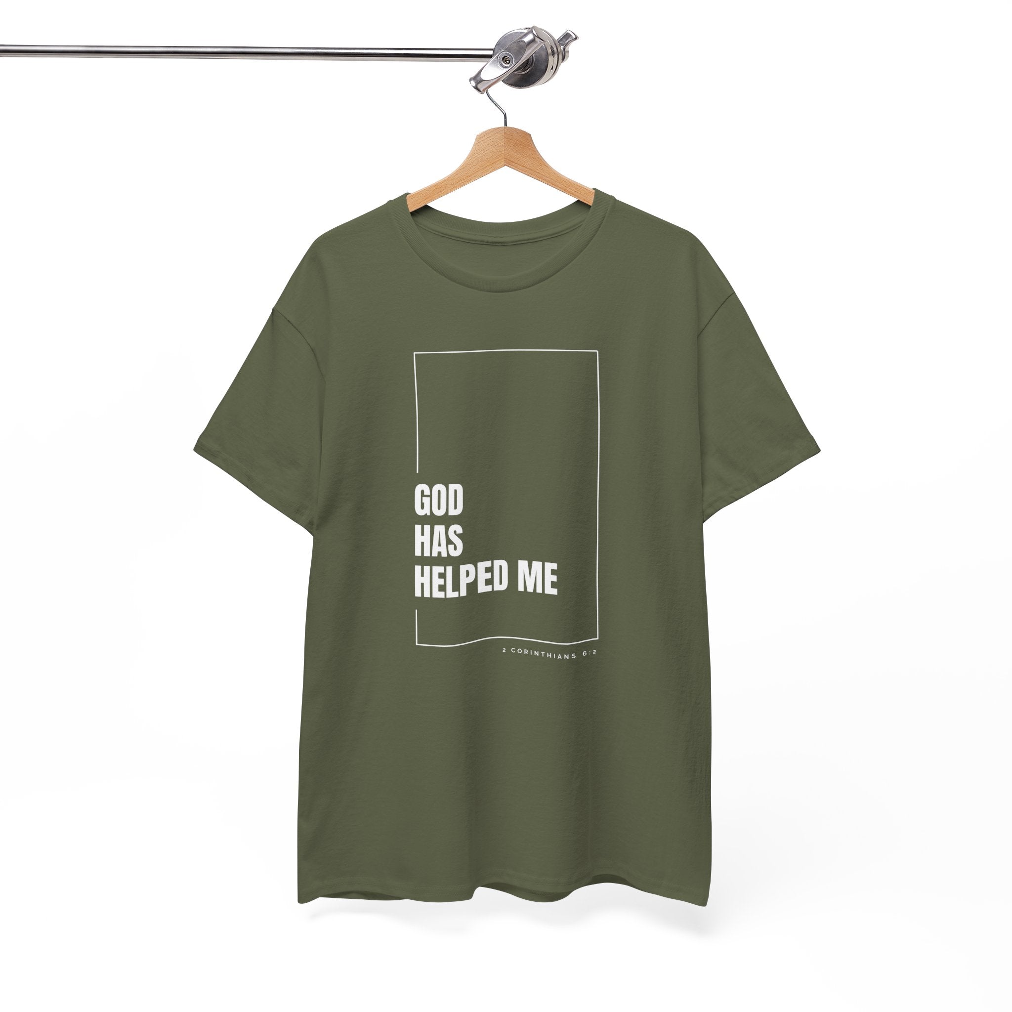 God Has Helped Me Christian T-Shirt – 2 Corinthians 6:2 Faith Tee | Unisex Heavy Cotton Shirt
