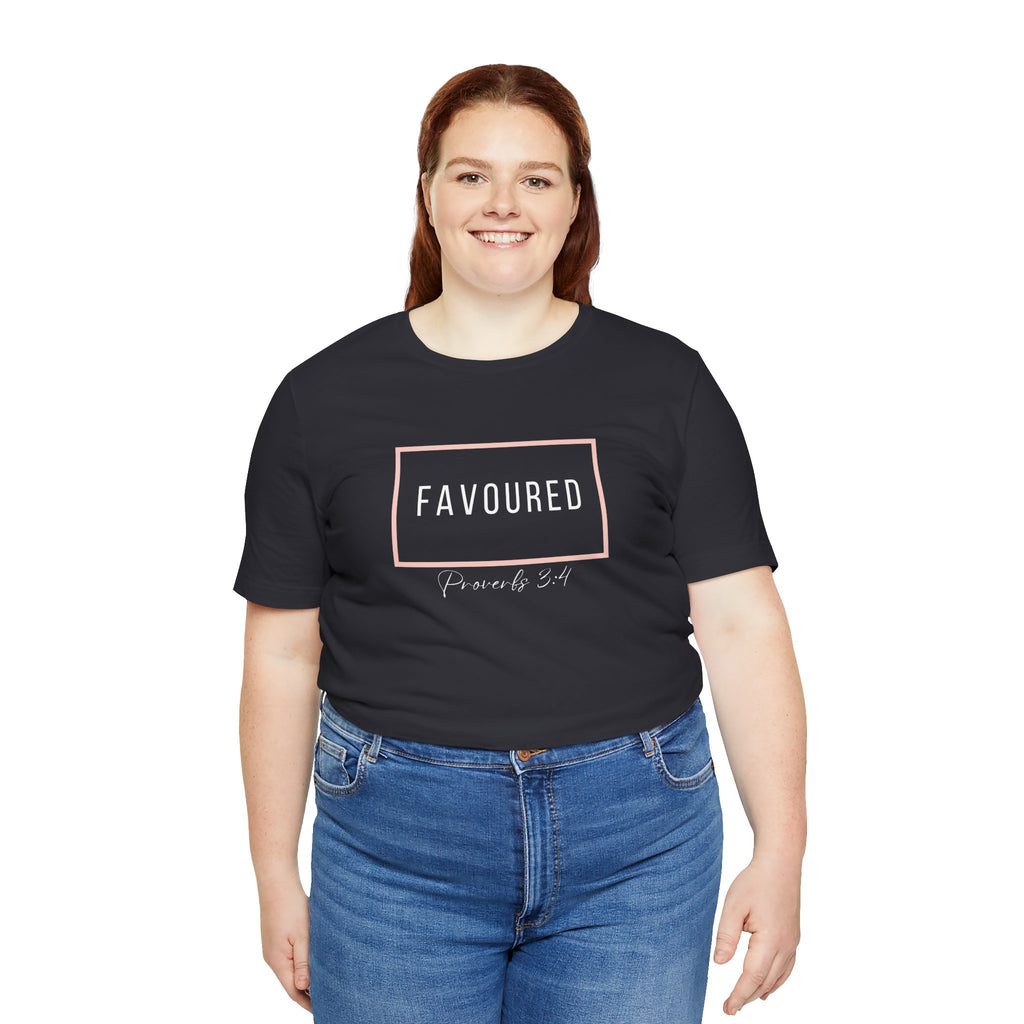 Favoured Christian T-Shirt – Proverbs 3:4 Scripture Tee | Faith-Based Unisex Shirt