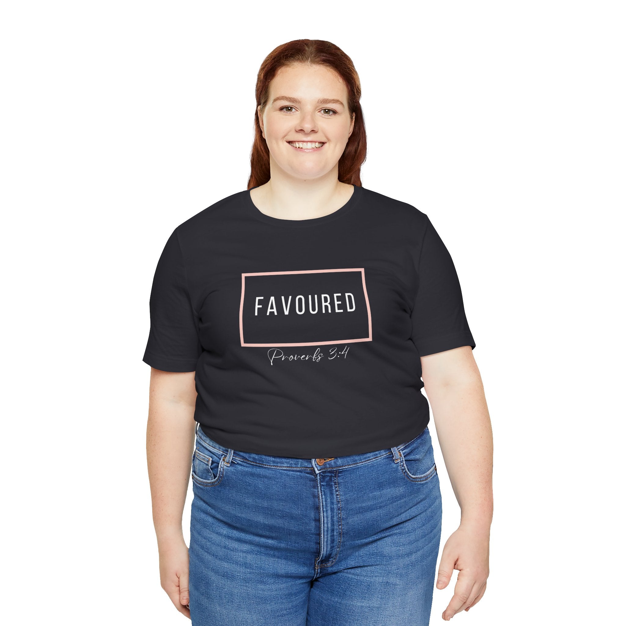 Favoured Christian T-Shirt – Proverbs 3:4 Scripture Tee | Faith-Based Unisex Shirt