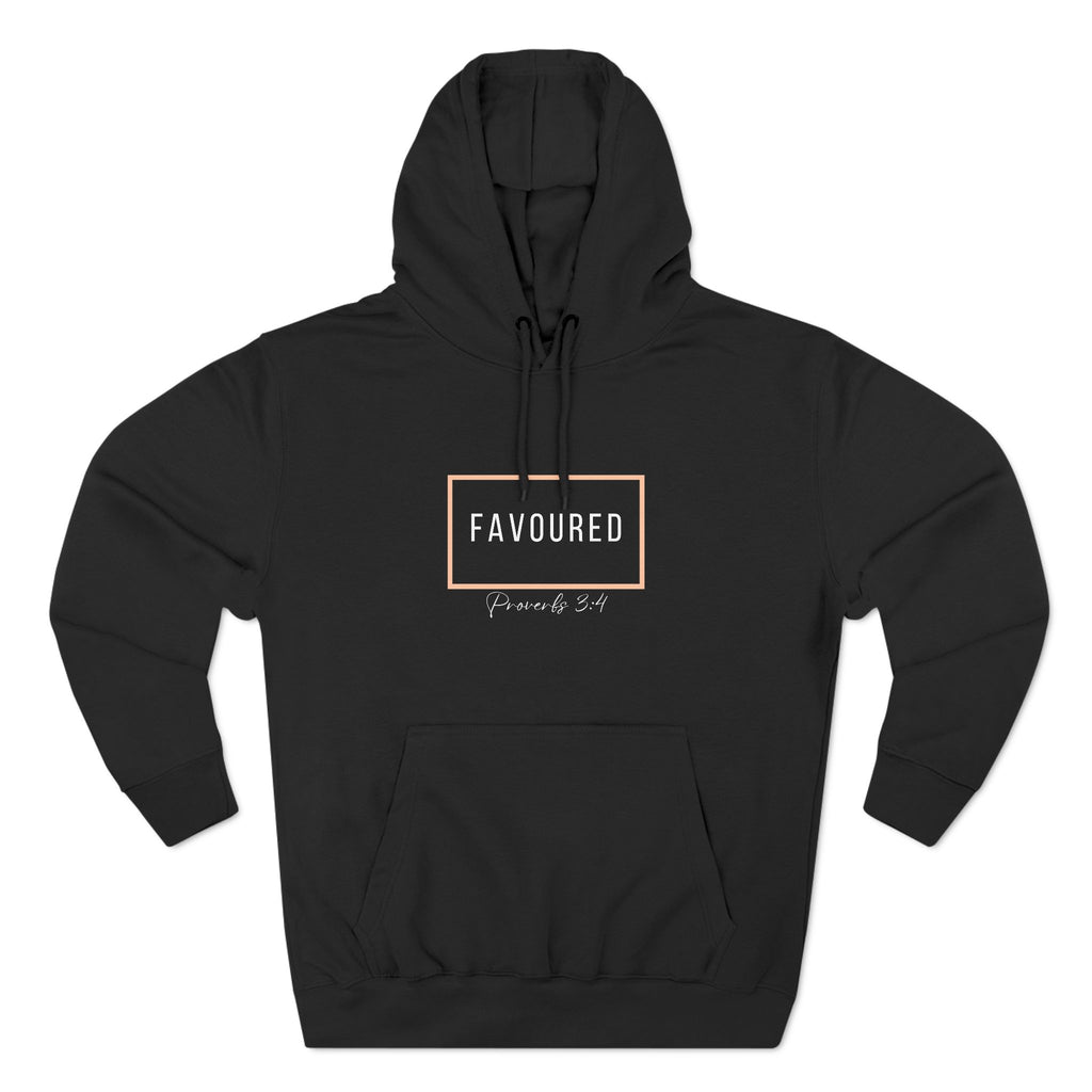 Favoured Christian Hoodie – Proverbs 3:4 Scripture Minimalist Hoodie | Faith-Based Unisex Fleece Pullover