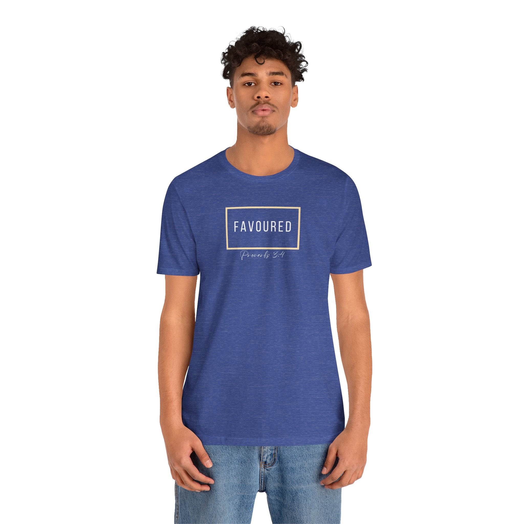 Favoured Christian T-Shirt – Proverbs 3:4 Scripture Tee | Faith-Based Unisex Shirt