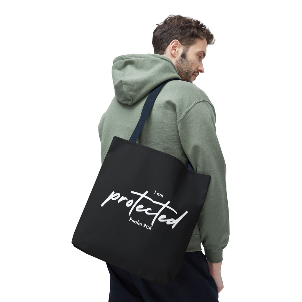 I Am Protected Tote Bag — Psalm 91:4 Christian Scripture Canvas Tote | Faith-Based Carryall