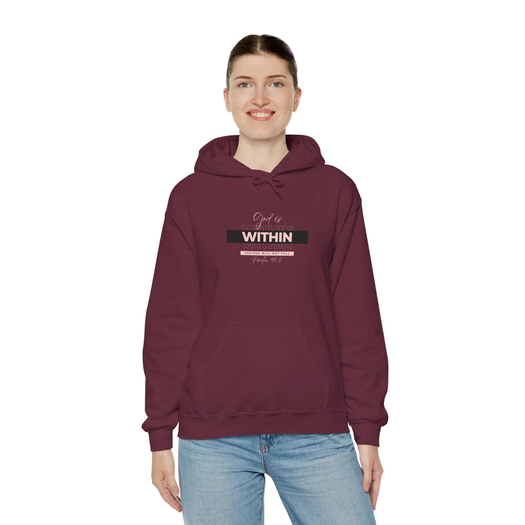 God Is Within Her Hoodie — Psalm 46:5 Christian Hoodie for Women | Inspirational Faith-Based Unisex Pullover