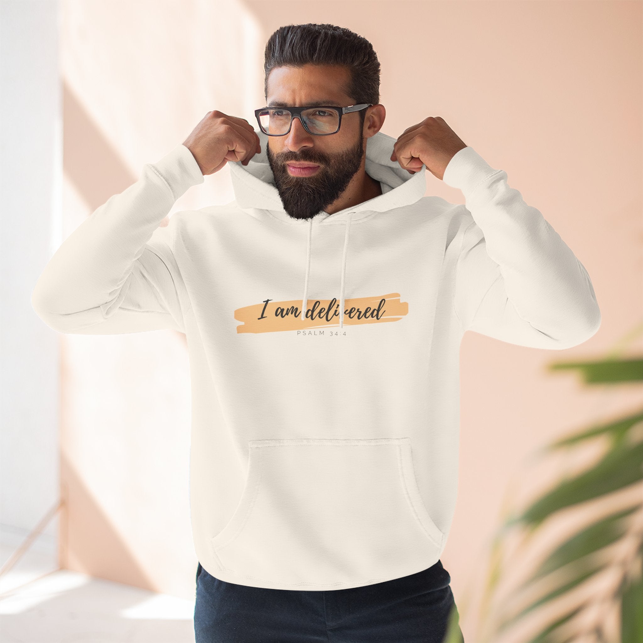 I Am Delivered Christian Hoodie — Psalm 34:4 Faith Hoodie | Inspirational Scripture Pullover | Unisex Christian Apparel