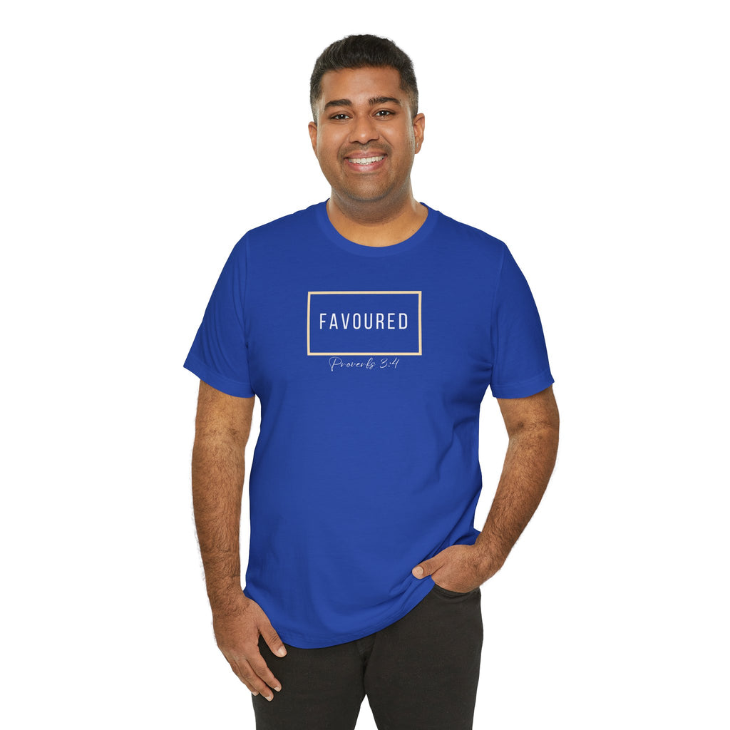 Favoured Christian T-Shirt – Proverbs 3:4 Scripture Tee | Faith-Based Unisex Shirt
