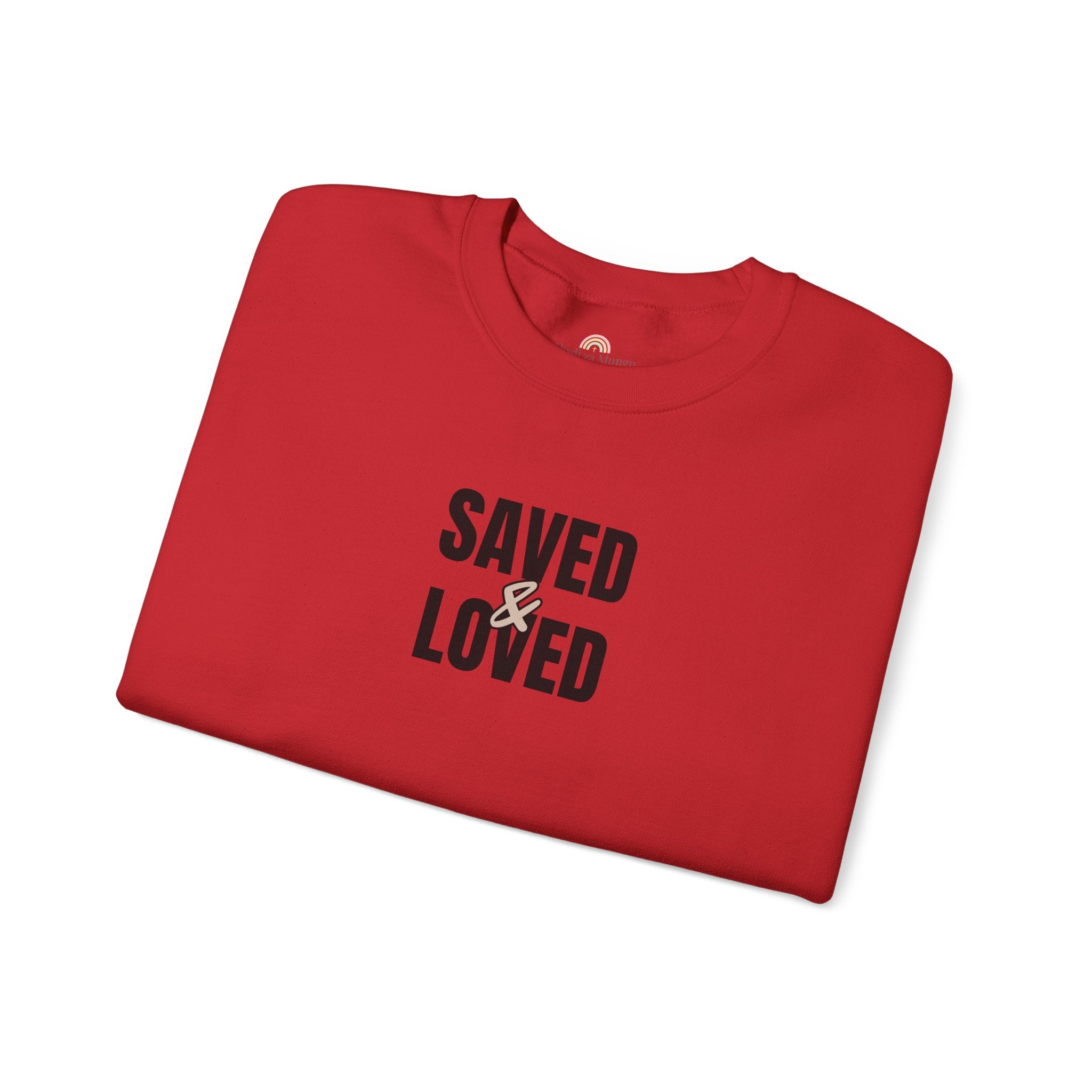 Saved & Loved Crewneck Sweatshirt — Psalm 91:16 Christian Faith Sweatshirt
