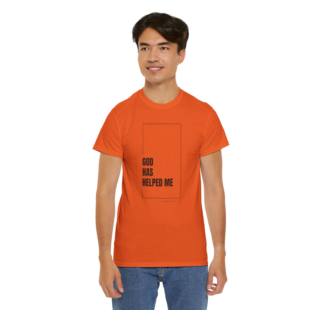 God Has Helped Me Christian T-Shirt – 2 Corinthians 6:2 Faith Tee | Unisex Heavy Cotton Shirt