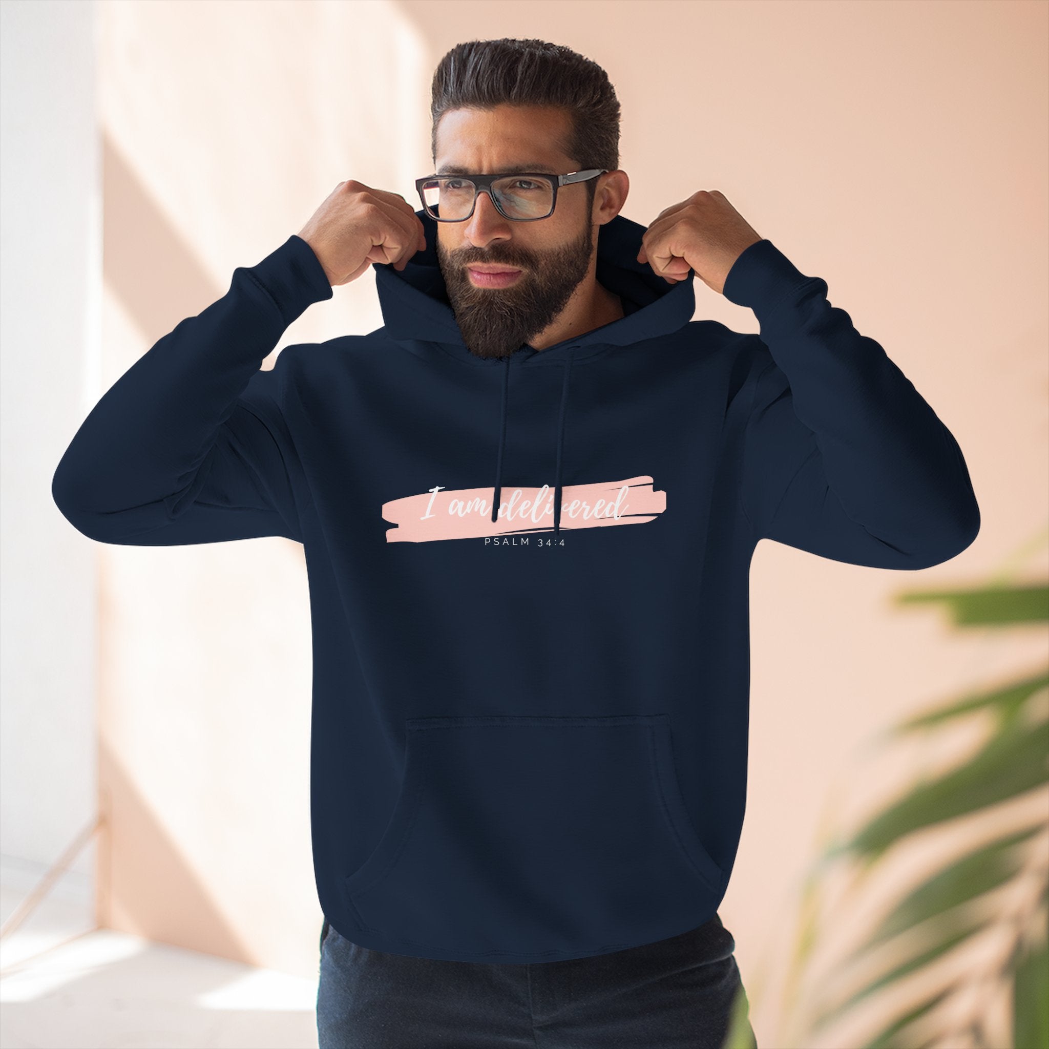 I Am Delivered Christian Hoodie — Psalm 34:4 Faith Hoodie | Inspirational Scripture Pullover | Unisex Christian Apparel