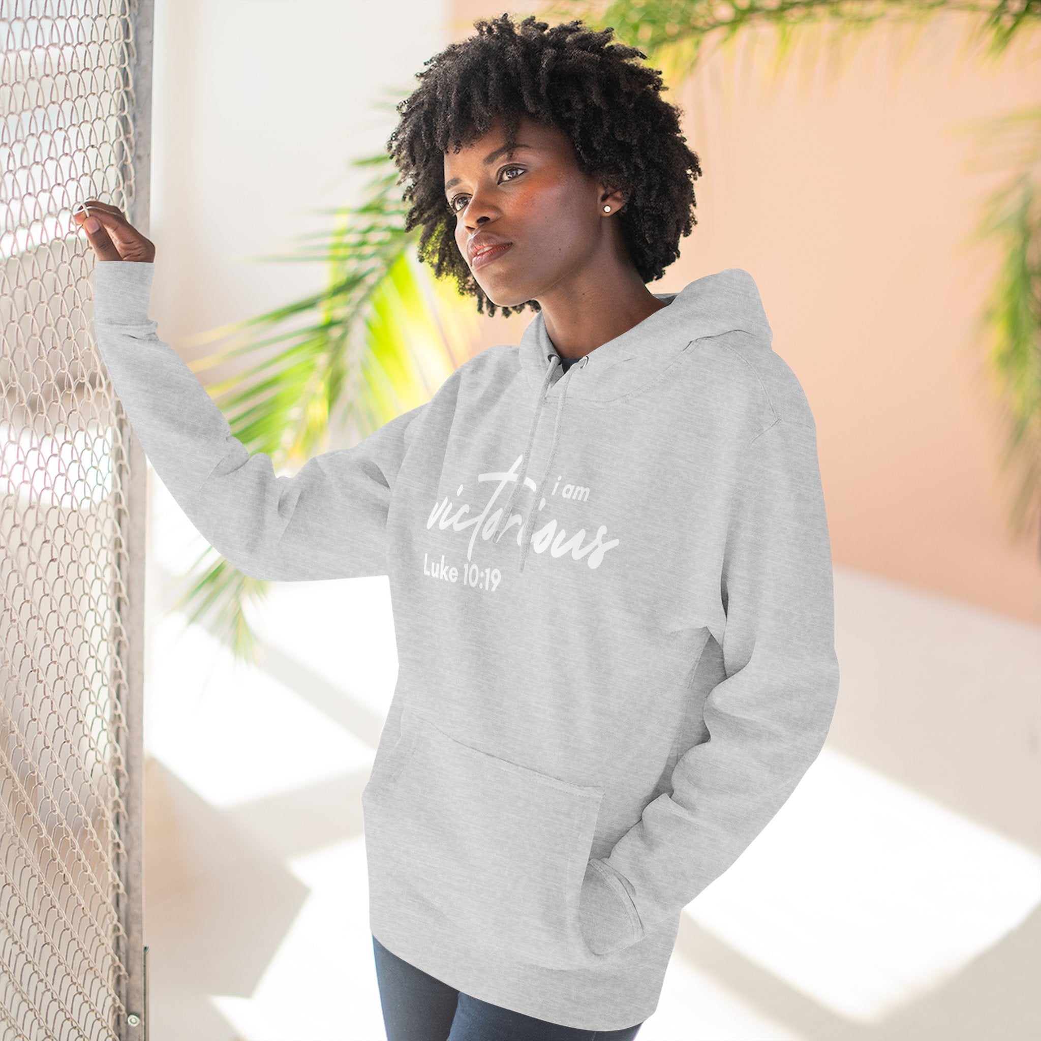 I Am Victorious Hoodie — Luke 10:19 Christian Scripture Fleece Pullover