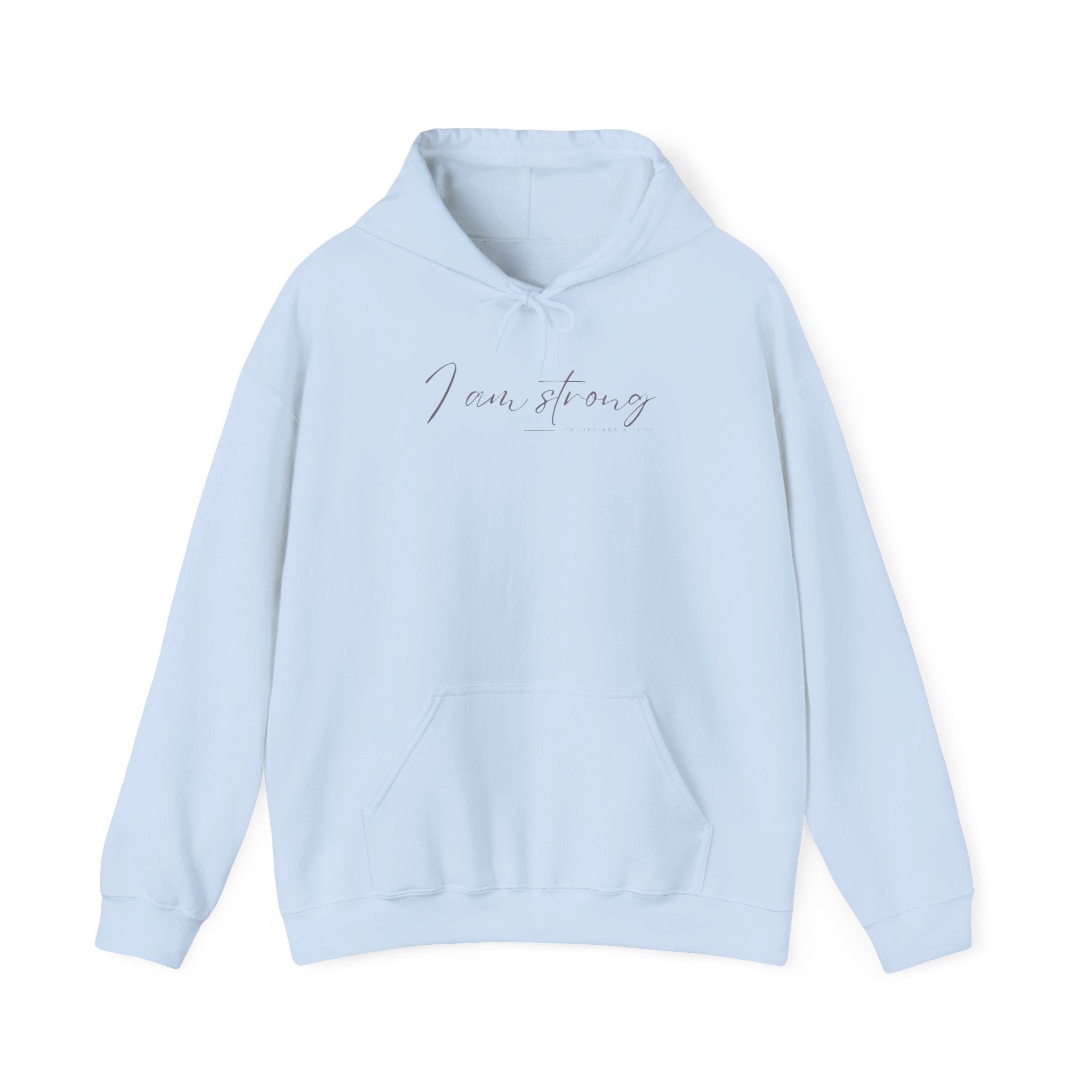 I Am Strong Hoodie – Philippians 4:13 Christian Unisex Faith Sweatshirt