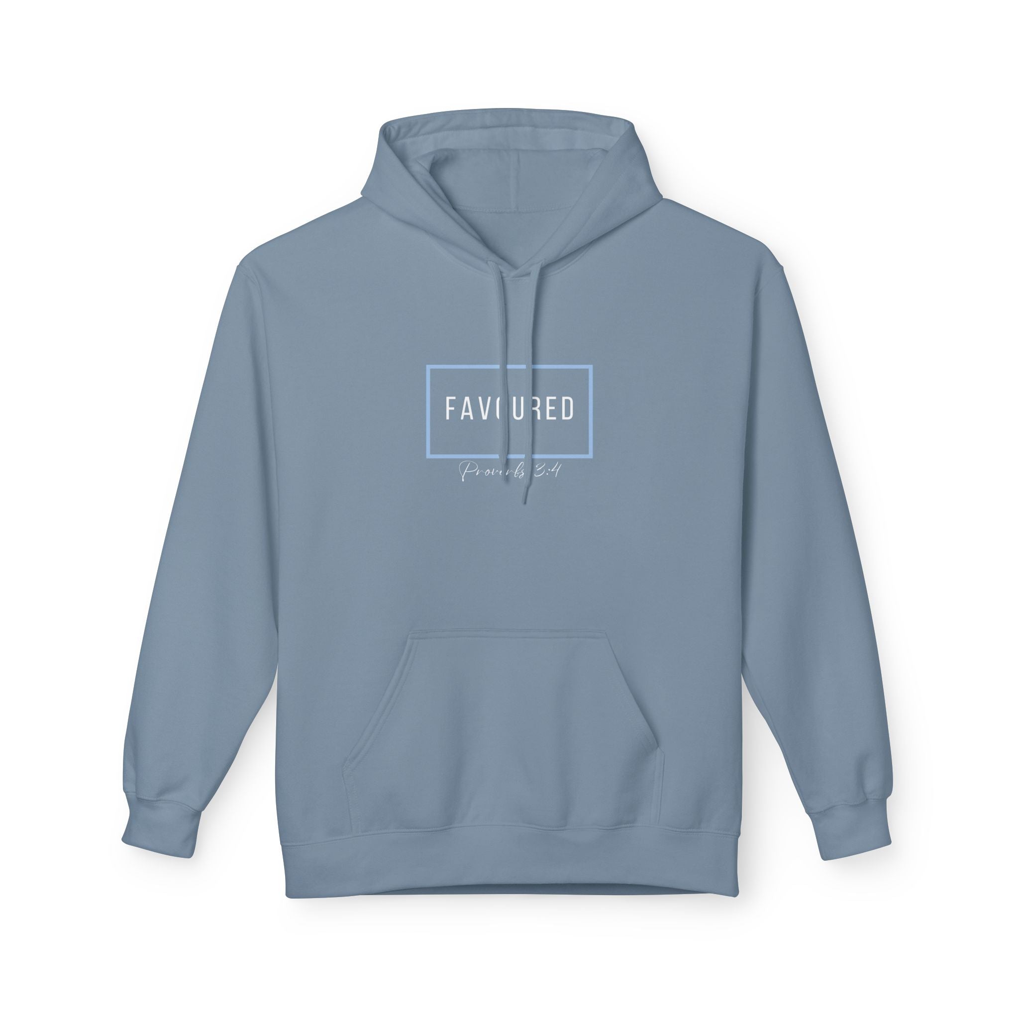 Favoured Christian Hoodie – Proverbs 3:4 Minimalist Script Hoodie | Faith-Based Unisex Pullover