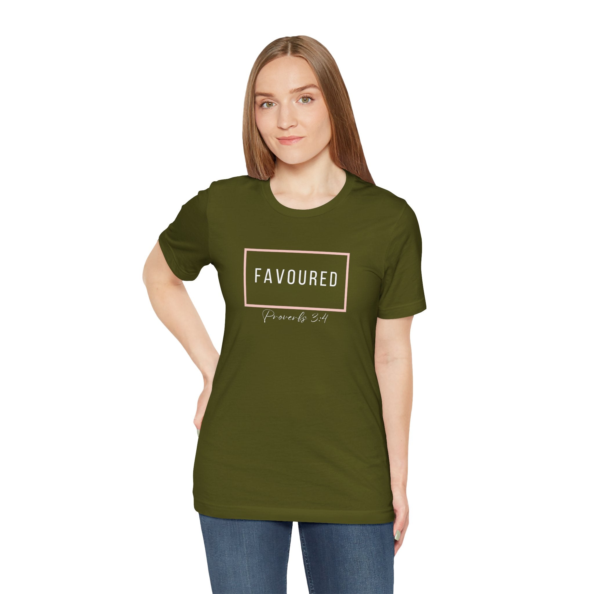 Favoured Christian T-Shirt – Proverbs 3:4 Scripture Tee | Faith-Based Unisex Shirt
