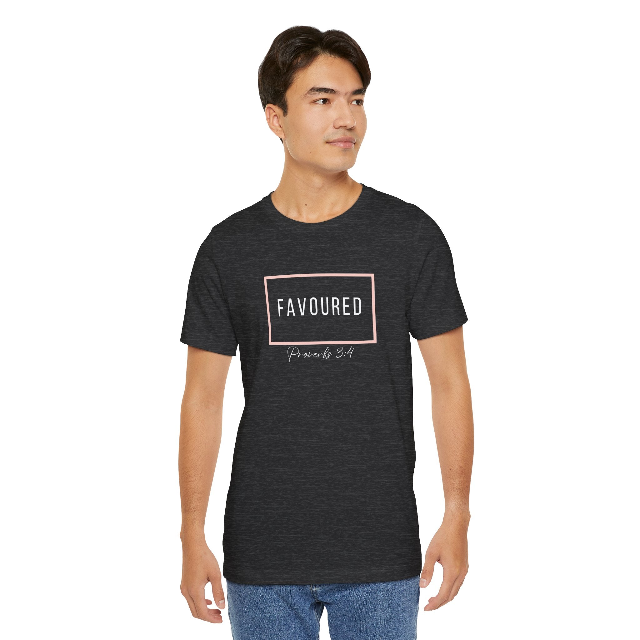 Favoured Christian T-Shirt – Proverbs 3:4 Scripture Tee | Faith-Based Unisex Shirt