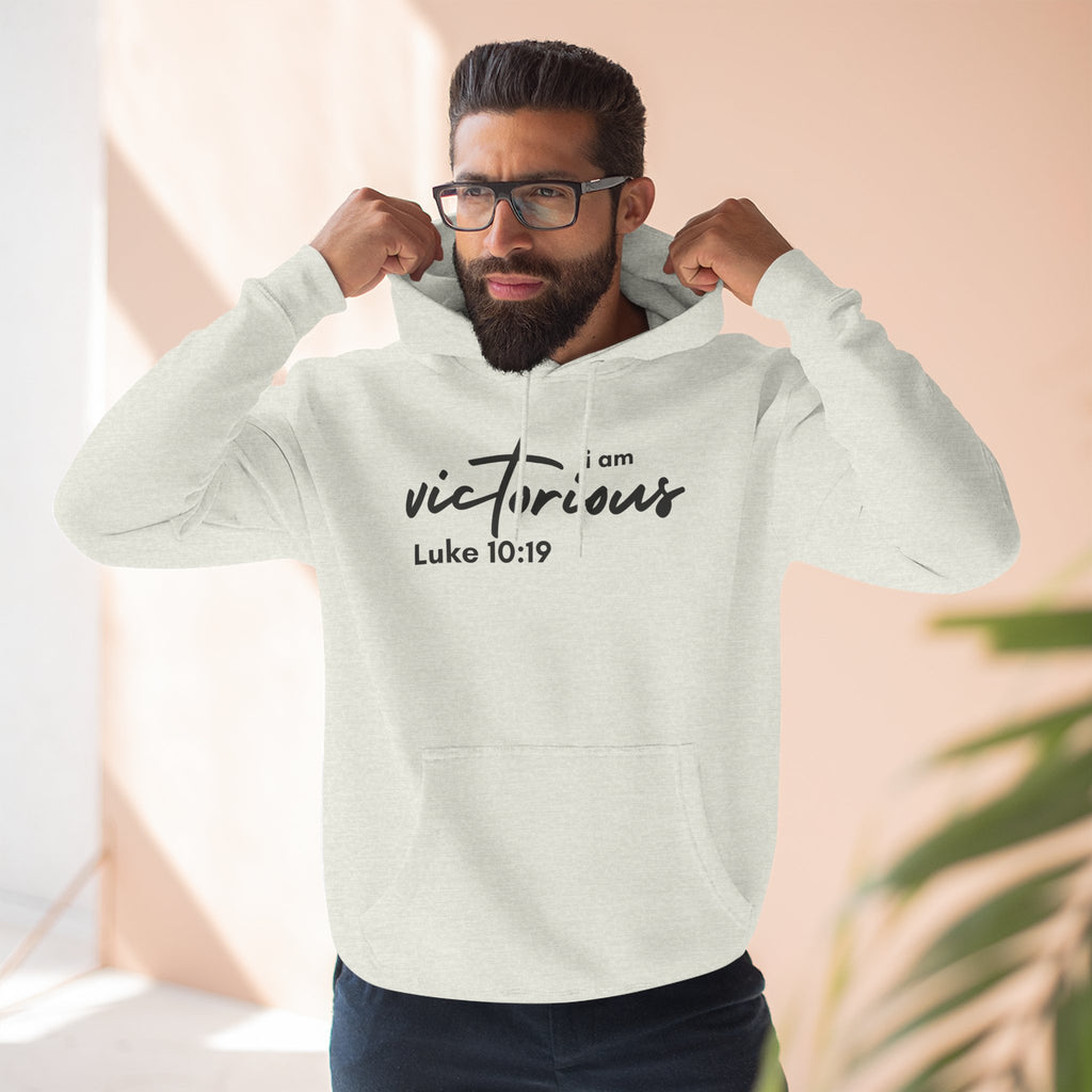 I Am Victorious Hoodie — Luke 10:19 Christian Scripture Fleece Pullover
