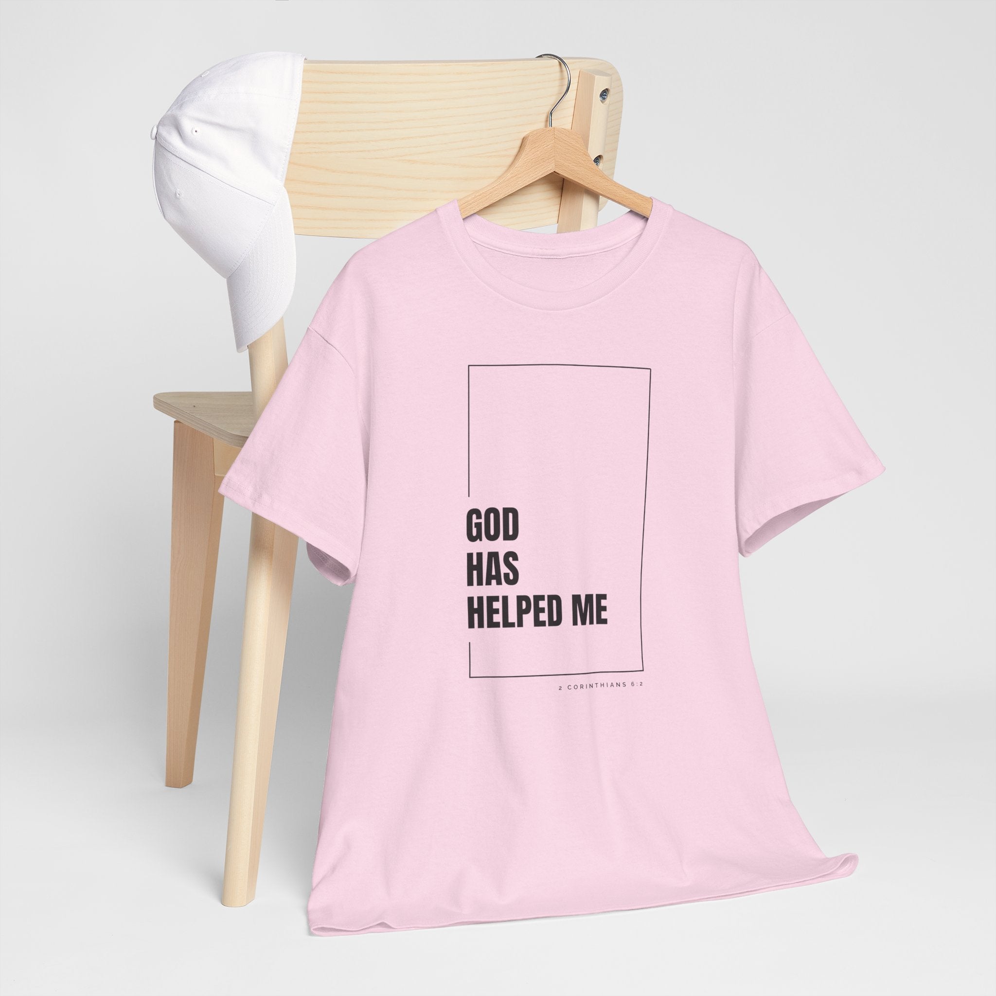 God Has Helped Me Christian T-Shirt – 2 Corinthians 6:2 Faith Tee | Unisex Heavy Cotton Shirt