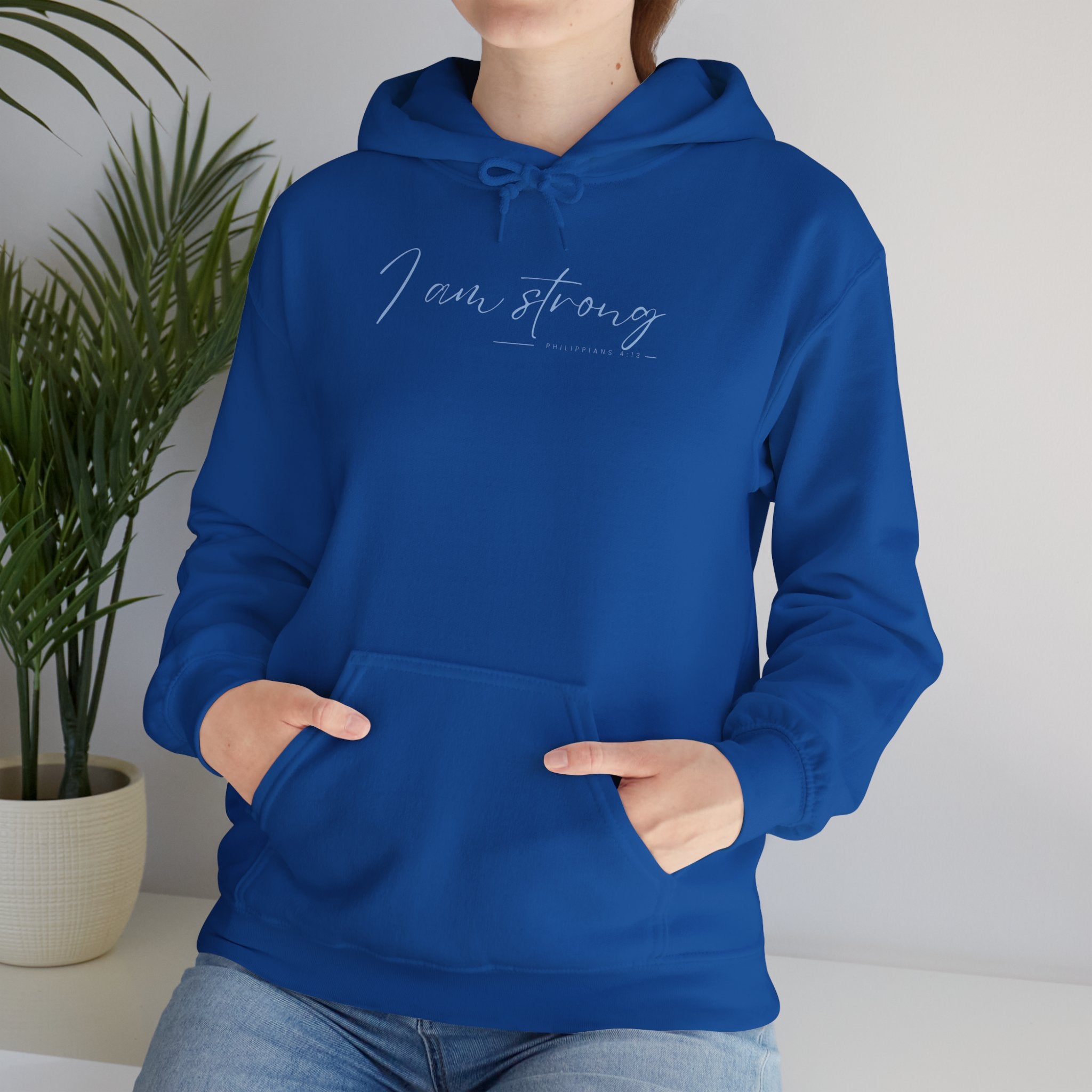I Am Strong Hoodie – Philippians 4:13 Christian Unisex Faith Sweatshirt