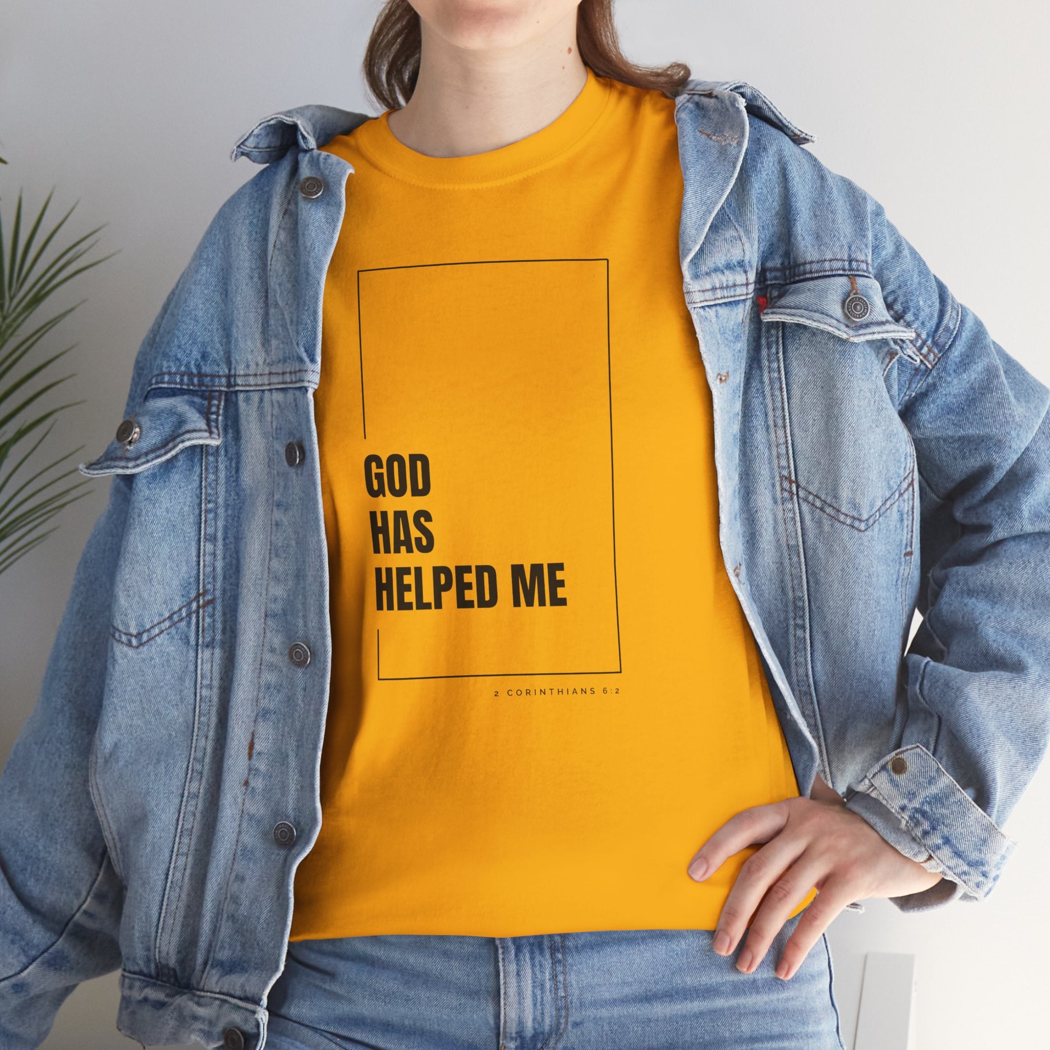 God Has Helped Me Christian T-Shirt – 2 Corinthians 6:2 Faith Tee | Unisex Heavy Cotton Shirt