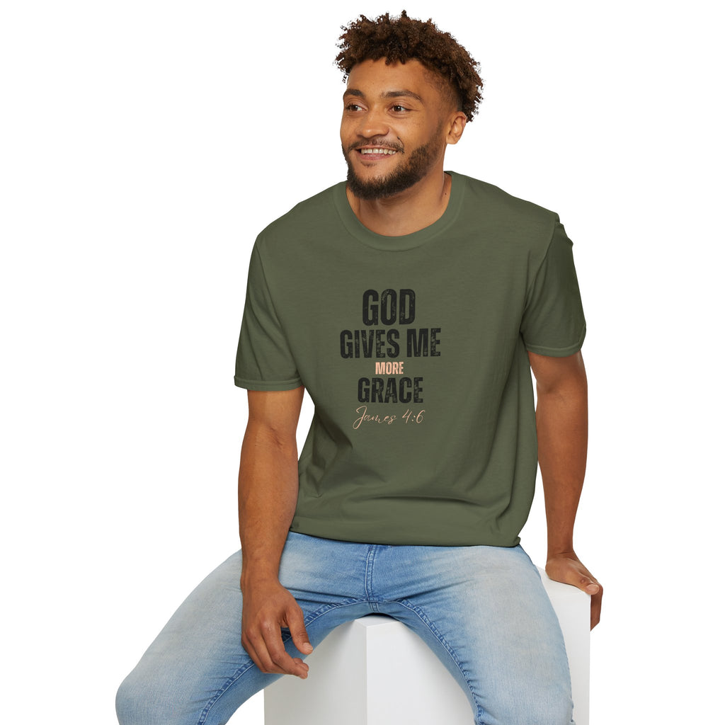 God Gives Me More Grace T-Shirt — James 4:6 Christian Scripture Tee